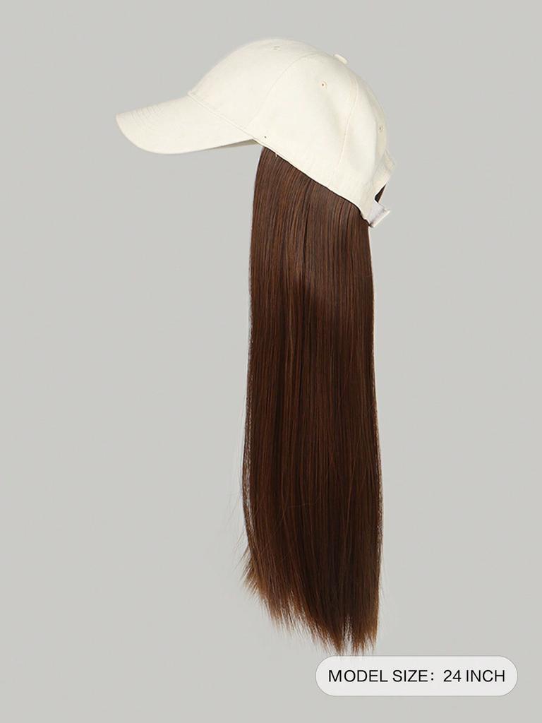 Synthetic Adjustable Off-white Hat Wigs  Seamless Connection Hair Extensions for Women