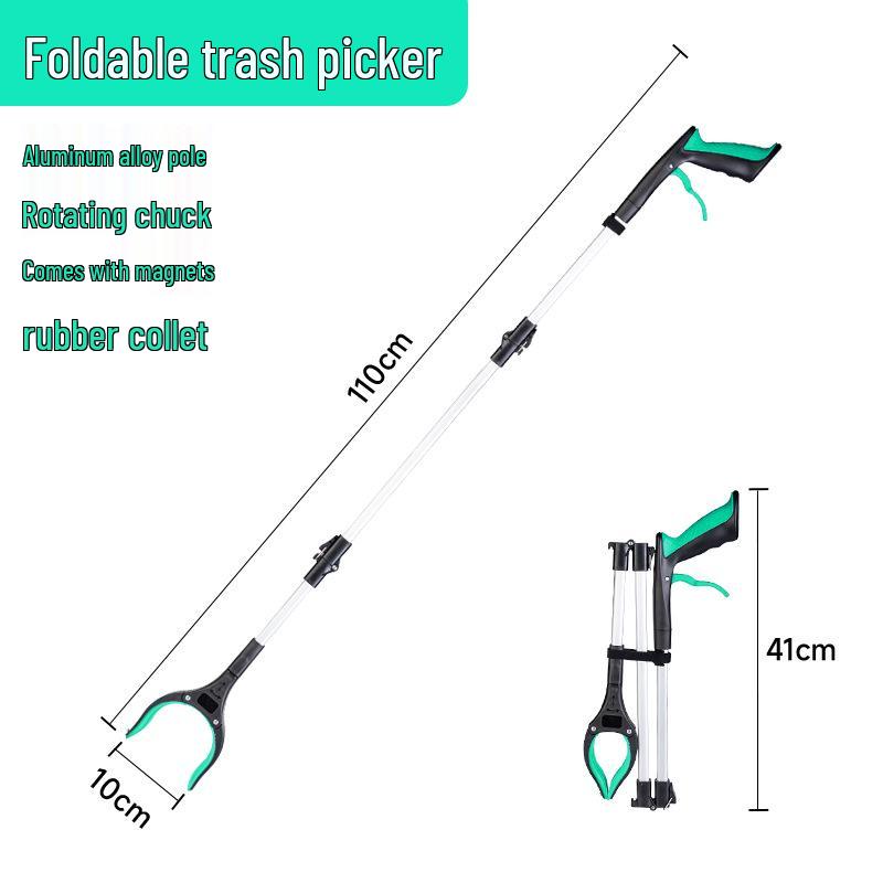 Collapsible Long-Handled Trash Picker Tongs - Household Sanitation Tool