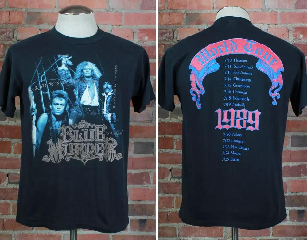 Vintage 1989 Blue Murder Concert T Shirt World Tour Black Unisex Unisex T-Shirt L