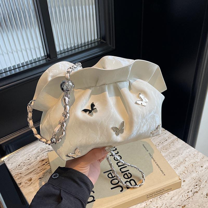 Summer Niche Pleated Cloud Bag Women's New Trendy Versatile Chain Single Shoulder Messenger Bag Small Bag