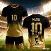 Verano Nuevo Estilo Messi Degradado 3D Fan de Fútbol Talla Personalizada 10 Adulto/niños Conjunto de Camiseta y Pantalones Cortos de Manga Corta Regalo de Cumpleaños Niños