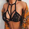 Sutien de lenjerie sexy pentru femei din dantelă transparentă, cu șofer, bretele de bondage, cu scobitură erotică, cu top crop bralette
