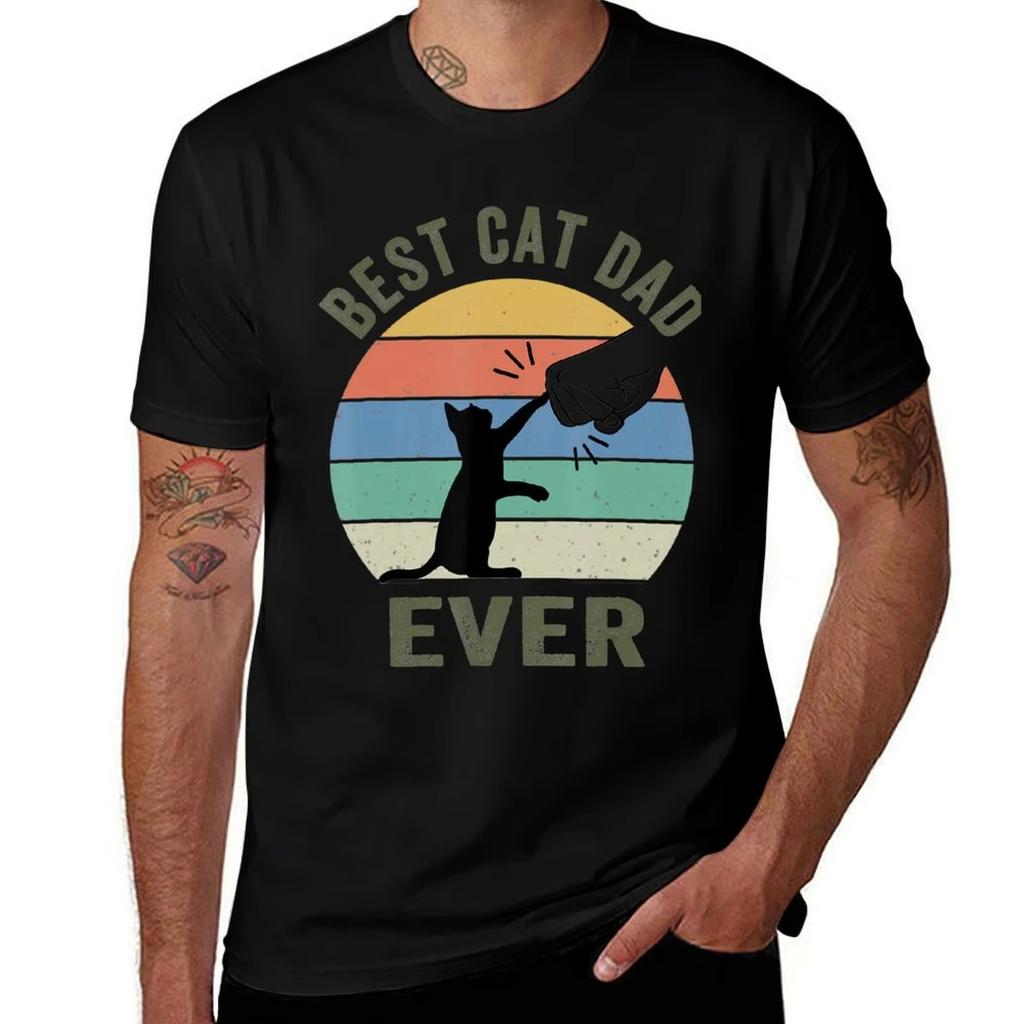 New 2026 Best Cat Dad Ever Cat Retro Vintage Bump Fit Cat Daddy Tshirt Mens Tshirt New 2026 Mens Graphic Tshirts