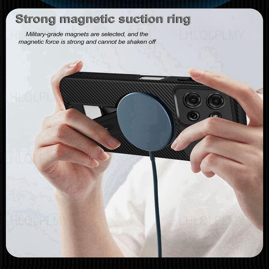 Роскошный магнитный мягкий защитный чехол для телефона Apple iPhone 16 15 17 Motorola Edge 50 60 Moto G54 5G OPPO A40 Reno13 Realme 14 Задняя крышка из углеродного волокна