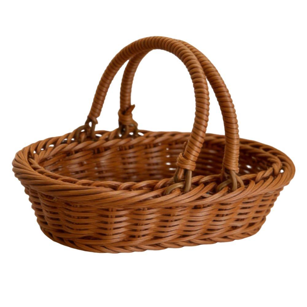 Simple Imitation Rattan Storage Basket Portable Save Space Bread Container Decorative Household Faux Wicker Tray