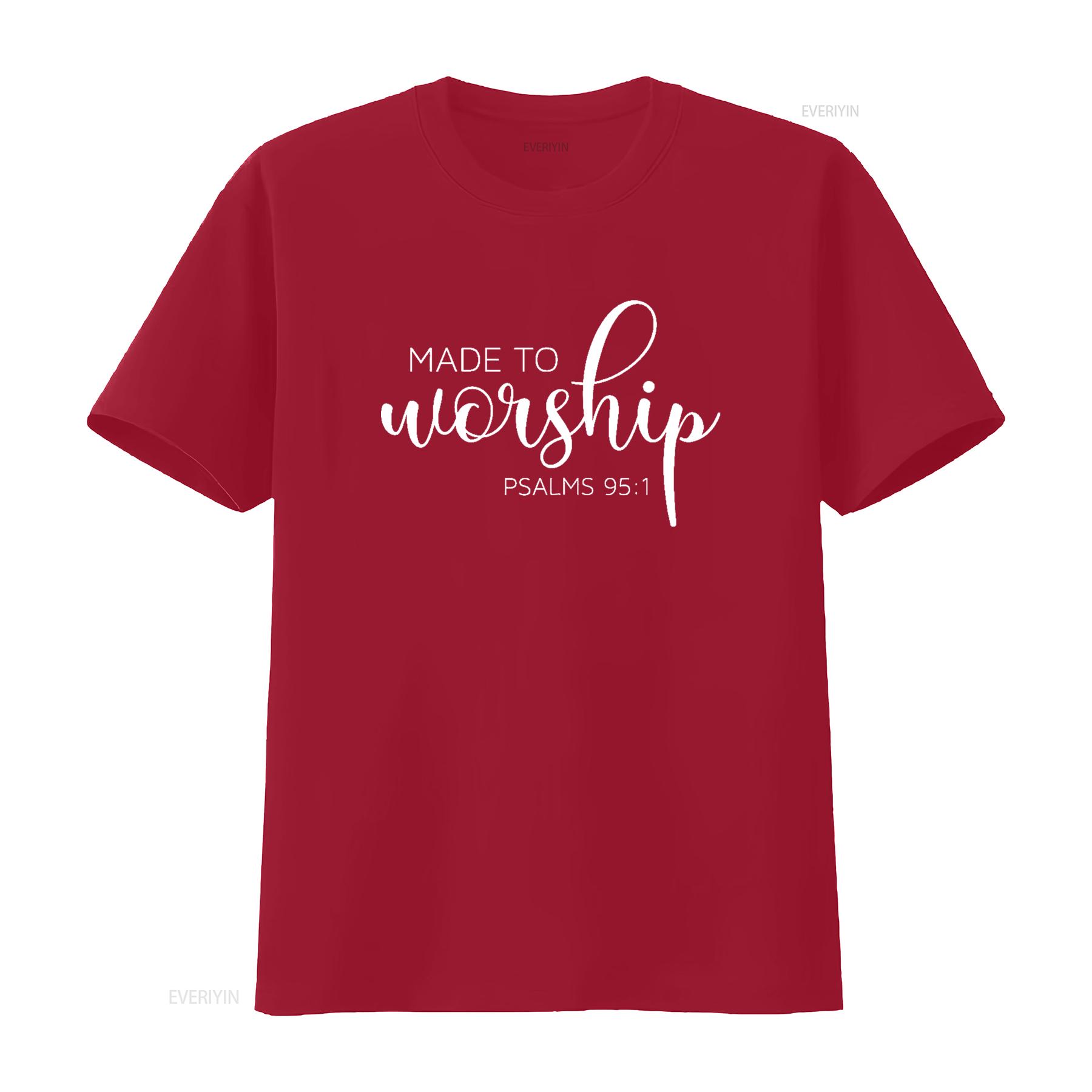 

Made to Worship So Will I Praise Faith Christian T Shirt vintage Washed Unisex Slightly graphic Top For Everyday Wear Versatile S