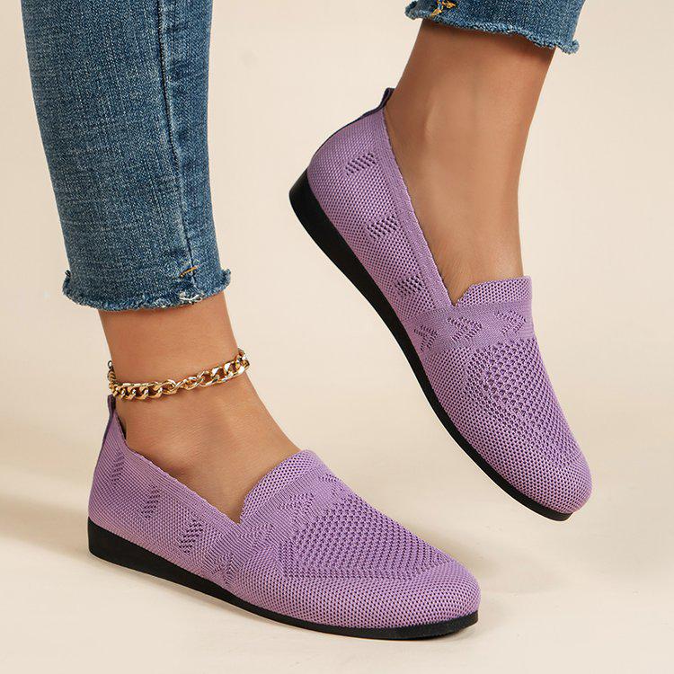 Women's European & American Mesh Flyknit Round Toe Flat Loafers - Casual Low-Cut Flats