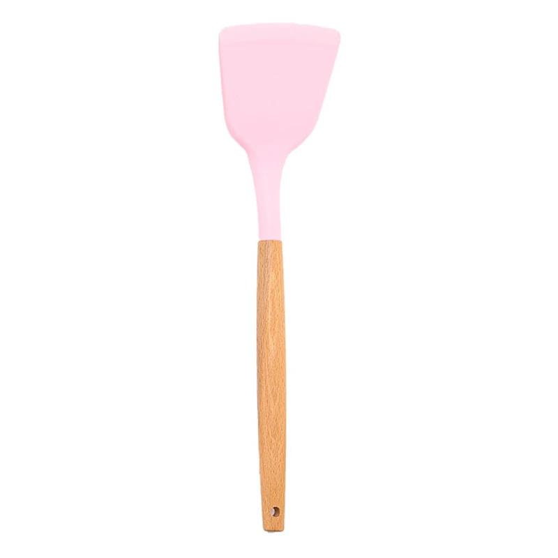 Non-Stick Silicone Spatula Wooden Turner Pancakes Frying Pan Shovel Meat Egg Scraper Turners Food Lifters Kitchen Cooking Tool
