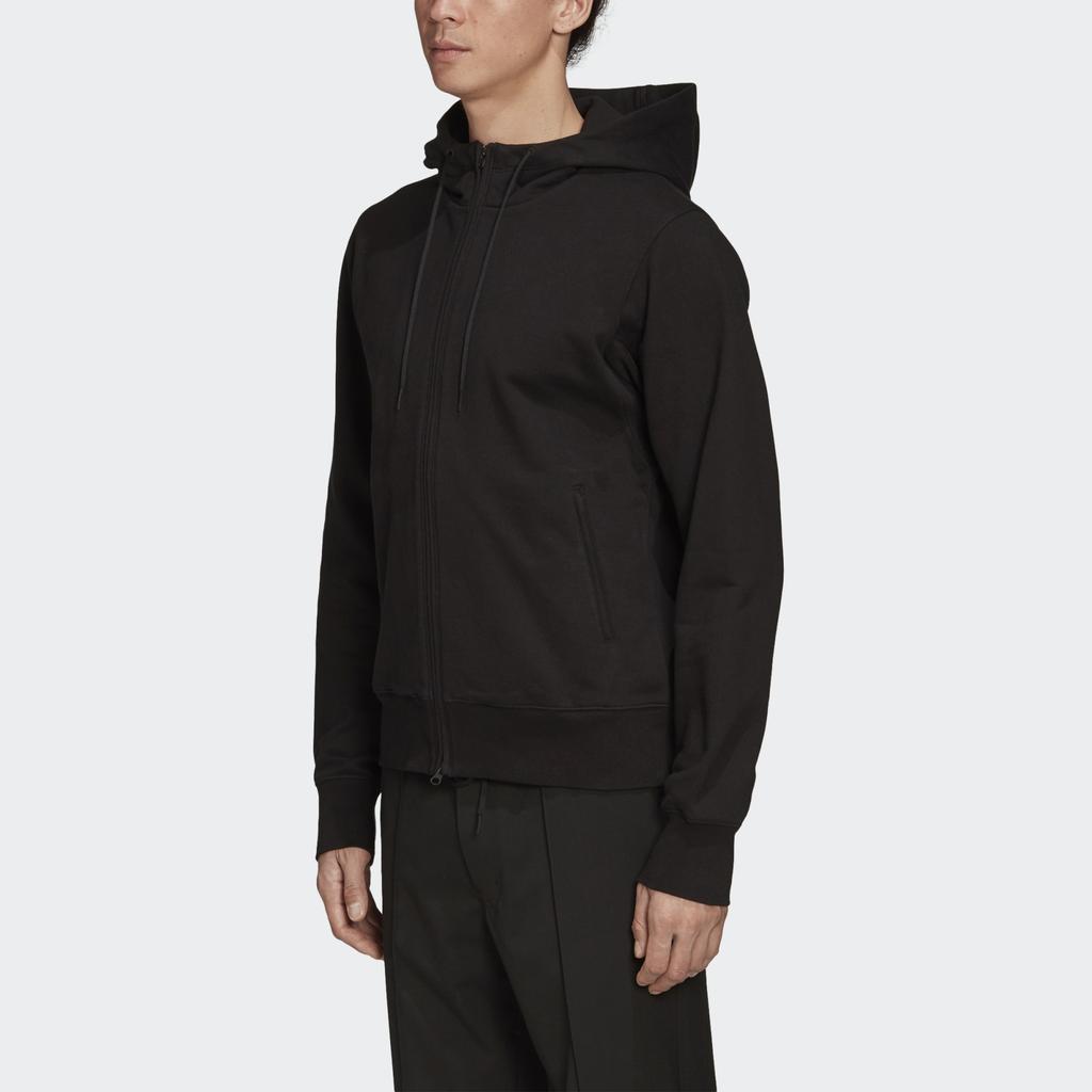 Y-3 Logo Kapuzenjacke mit durchgehendem Reißverschluss Schwarz Herren Oberteile FN3363