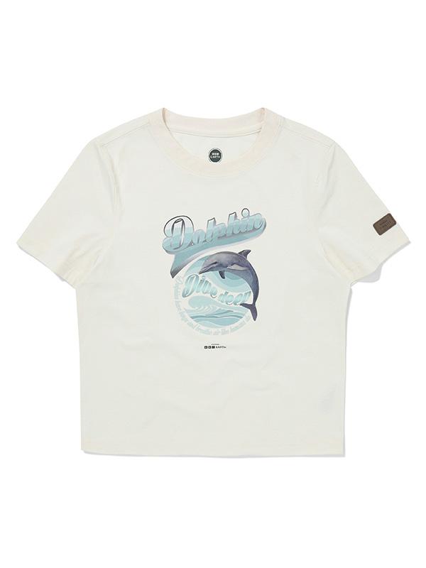 BBC EARTH W Dolphin Short Sleeve Round_White