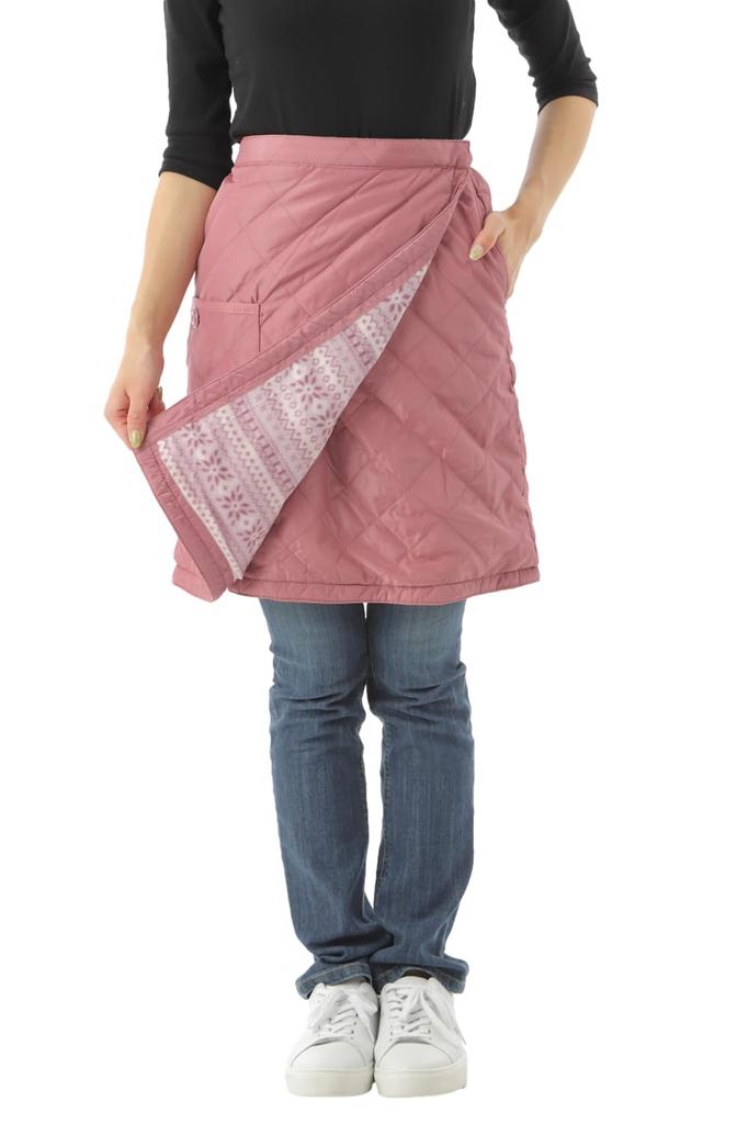 Onion Cross Quilted Wrap Skirt with Fleece Lining for Warmth and Warmth Women's Water-Repellent (Size L, Pink)