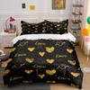 Golden Hearts Love Bedding Set Bedding Duvet Cover Set Duvet Cover Pillowcases  (1 * Duvet Cover 2 * Pillowcases, without duvet insert)
