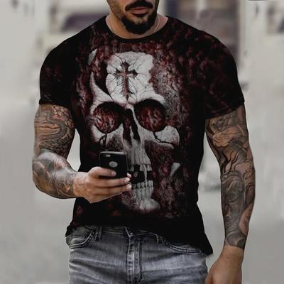 Men's T-shirts Summer Horror Skull 3D Print Short Sleeve Hip-Hop Tops Tees Loose Men Clothing 6XL O-Neck Skeleton Street Rock