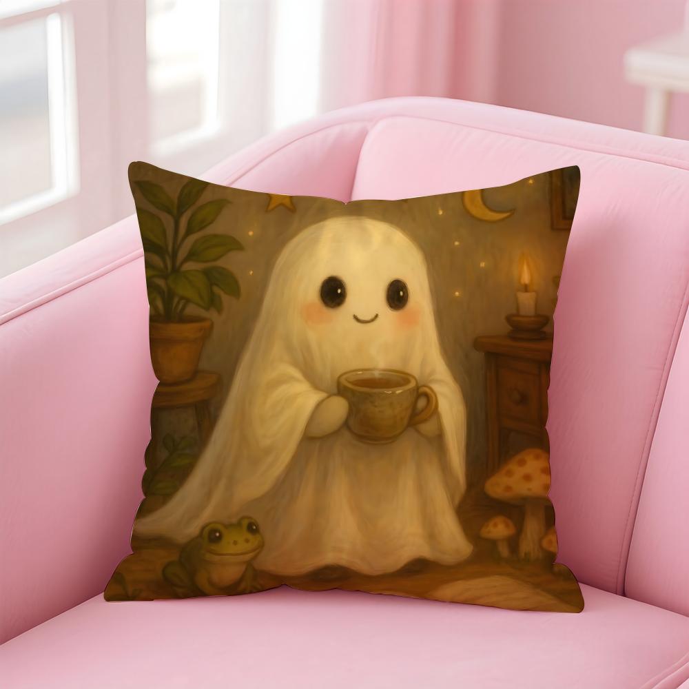 Halloween Funy Abstract Art Cushion Cover Linen Pillowcase Cover Soft Decor for Sofa Home Room
