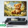 2D Flat Banner 1pc On Grass Cute Bear Colorful Pattern Ethnic Style Modern Backdrop For Studio Wedding Christmas Birthday Party Garden