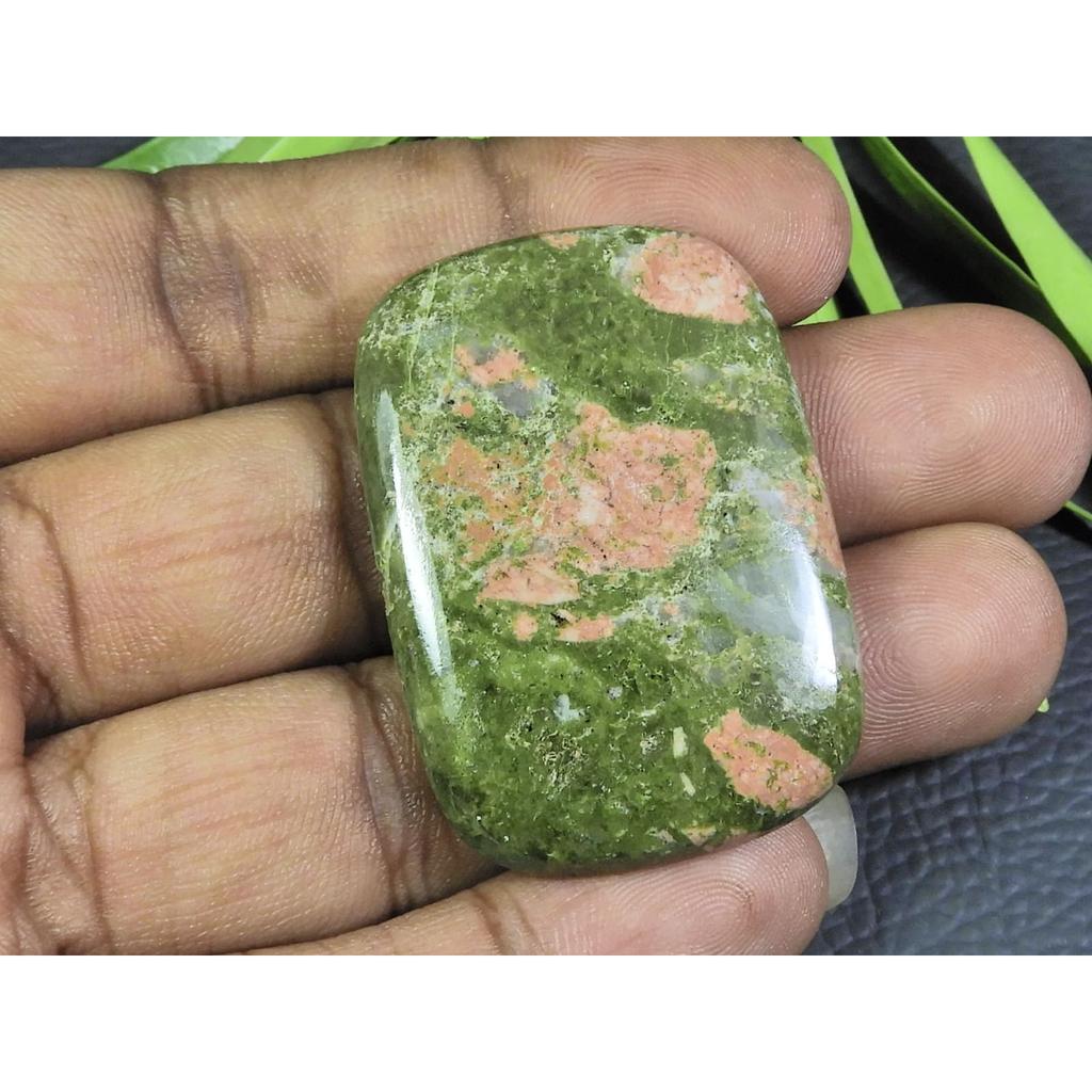 107Cts. Natural Unakite Cushion Shape Cabochon Loose Gemstone 31X45X06 MM A-125