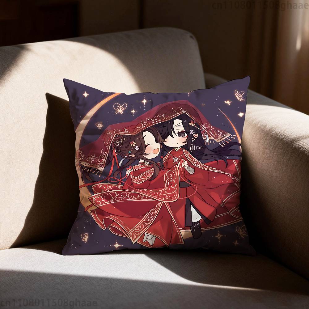 Heaven Officials Blessing  Pillow Case Square DoubleSided Printing Short Plush Sofa Cushion Cover Bedroom Bedside Pillow