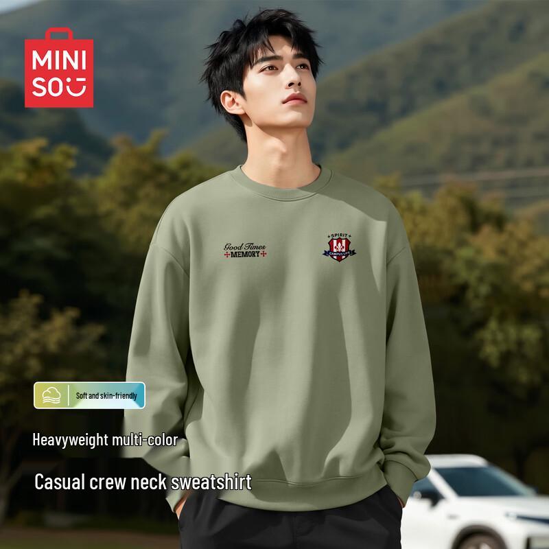 MINISO Men's Casual Crew Neck Pullover Sweatshirt