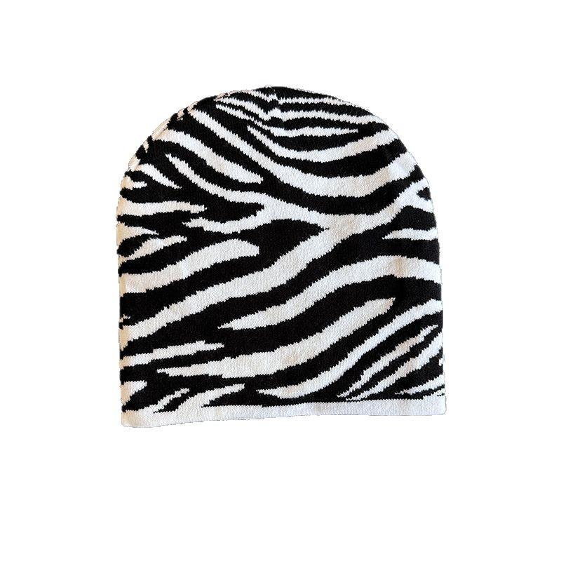 Modern Zebra Knit Cap With High Top Style For Men And Women Warmth And Trendy Autumn Winter Accessory