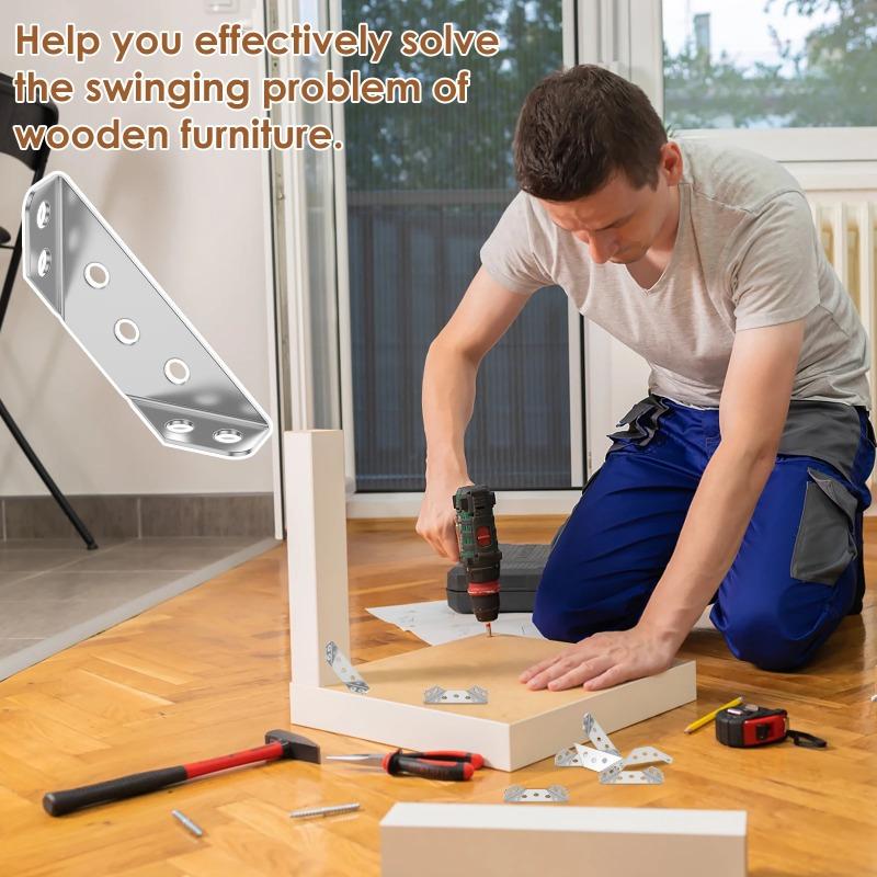 40pcs Furniture Corner Connector Set Metal Trapeziform Angle Bracket Triangle Corner Brace Chair Drawer Shelf Joint Support