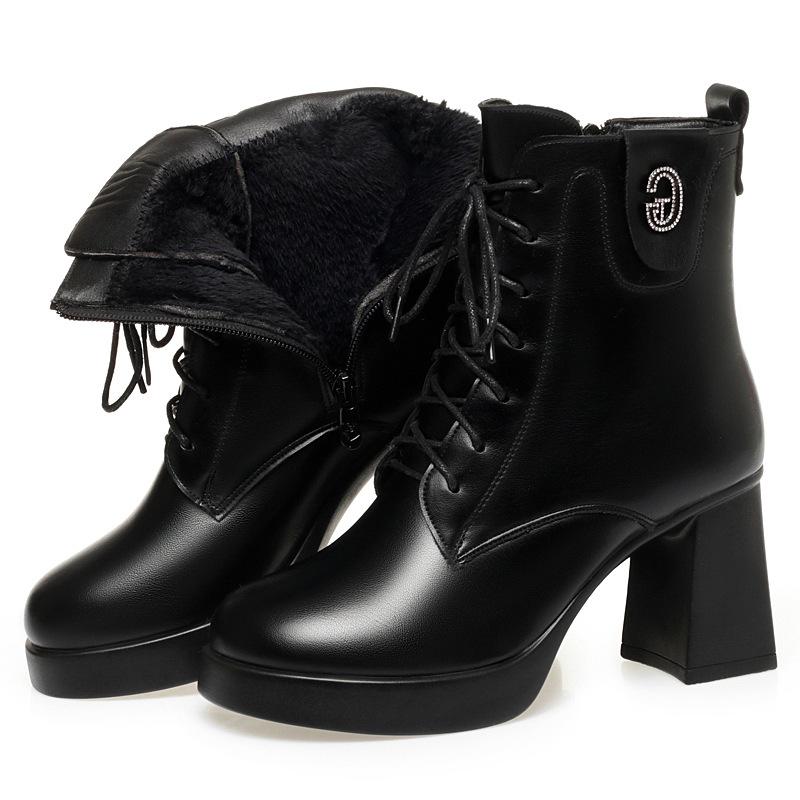 

Женские зимние и осенние ботинки Мартин на высоком каблуке, короткие ботинки из бархатистой кожи, весенне-осенние одинарные ботинки 40