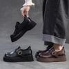 Fashion GKTINOO 2025 Autumn New Retro Round Toe Platform Shoes Versatile Genuine Leather Comfortable Thick Soled Women's Shoes