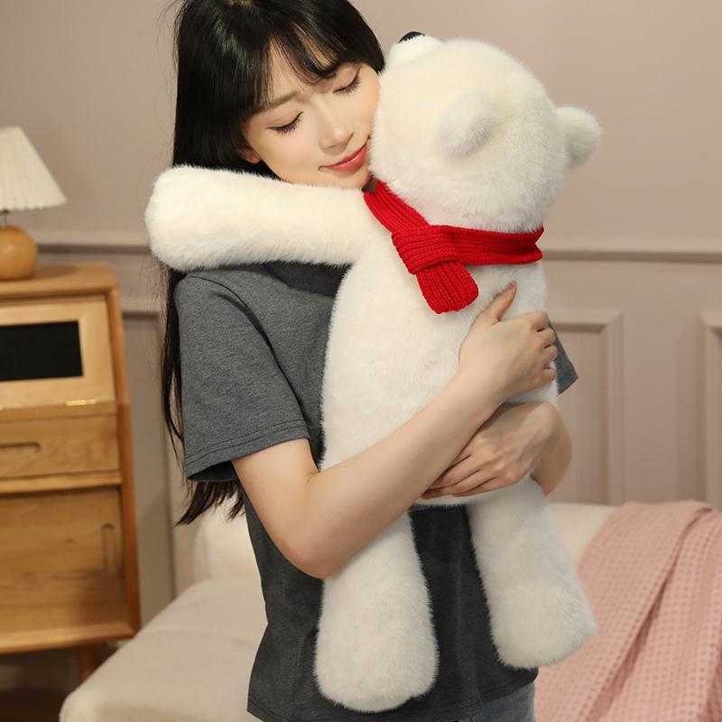 Kawaii Polar Bear Plush Toys Stuffed Soft Lying Polar Bear Pillow Toys Cute For Girls Boys Best Birthday Gifts For Women Lovers