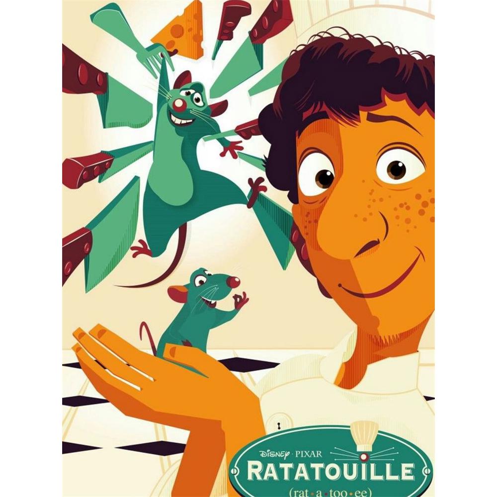 

Disney Diamond Painting Ratatouille Creative Retro Style Poster Cute Cartoon Cross Stitch Complete Set of Creative Mosaic 5D DIY Home Decoration Round 20x30cm