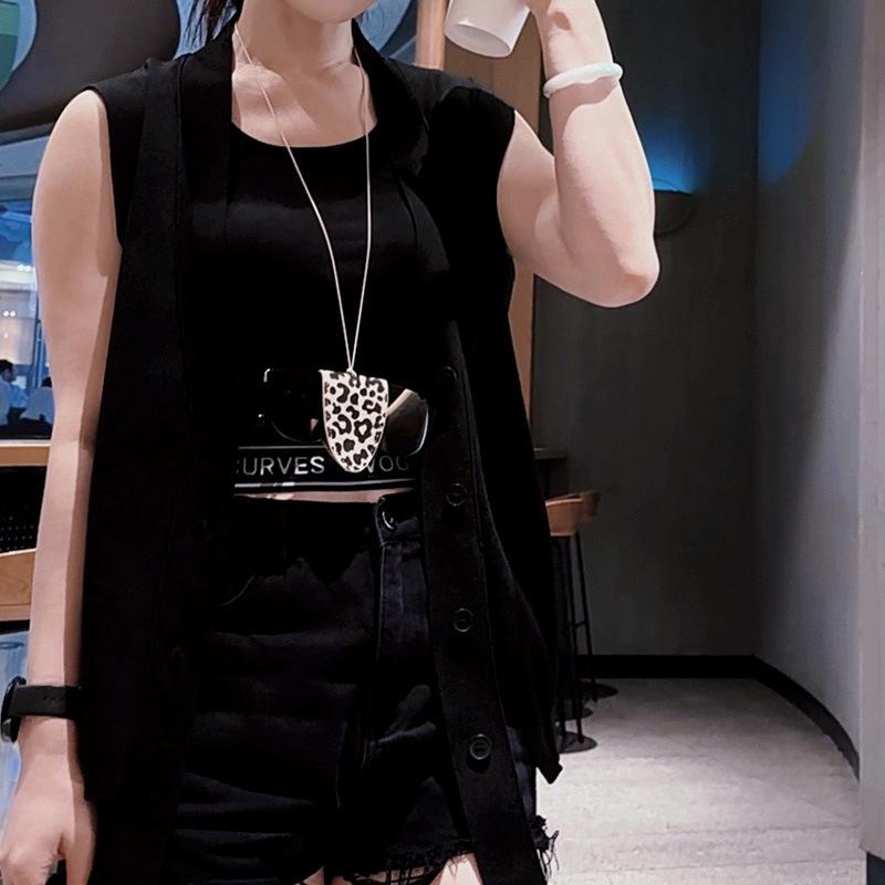 Leopard Print Magnetic Glasses Clip Necklace & Sunglasses Bag