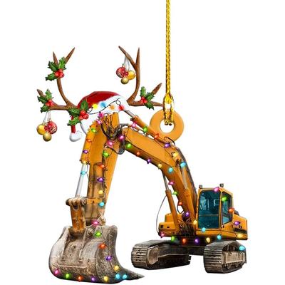 Christmas Tree Pendant Hanging Decoration Gift Personalized Fire Truck Vehicle Truck Boat Excavator