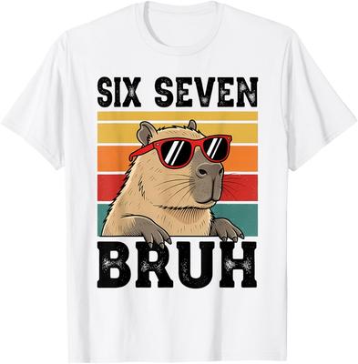 Six Seven Bruh 67 Meme Graphic T Shirts Women Unisex Soft Cotton Funny Capybara TShirt Capybara Lover 6 7 Memes Unisexs Tshirts