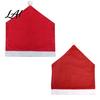 Washable Fabric Chair Covers Christmas Cover Red Santa Hat Dining Slipcover Holiday Elastic Non-woven Protectors Back Cover with Pom for Xmas