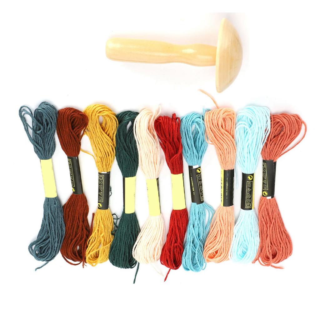 Wooden Darning Supplies Kit Mushroom Patching Threads Tool for DIY Sewing Home Travel Handicraft