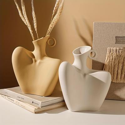 Váza na tělo klíční kosti, Keramická váza pro minimalistický styl, Unikátní sochařská umělecká busta, Moderní abstraktní váza na květiny pro domácí dekoraci