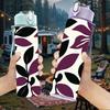 1PC Purple Floral Repeat Pattern 750ml Color Plastic Sports Water Bottle Leakproof Flip Straw Lid Suitable for Sports Office Home Use