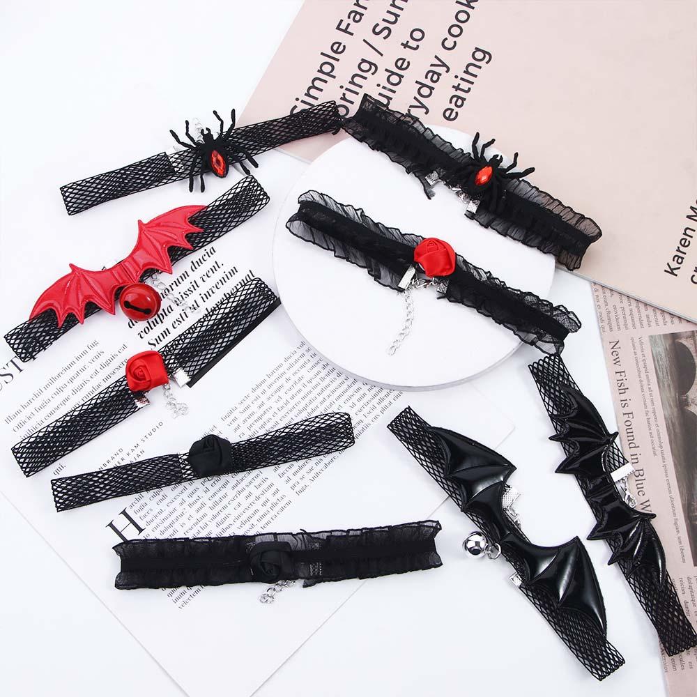 Flowers Halloween Jewelry Bat Women Choker Neck Collar Lace Choker Goth Necklace Gothic Choker