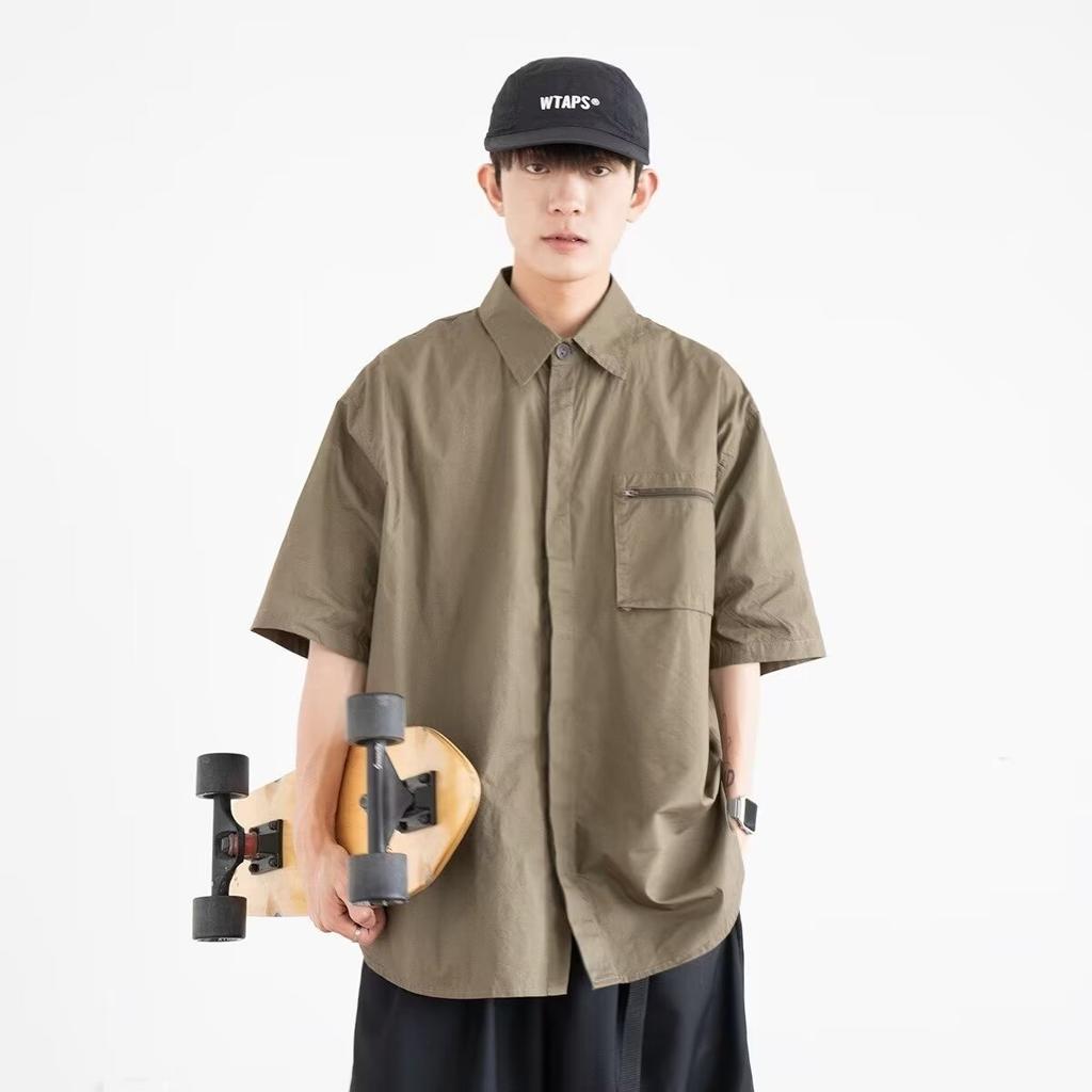 Retro košile Pánský letní outfit Hong Kongský styl Studentský volný a niche design Zábavný nový pánský top pro venkovní nošení 2024