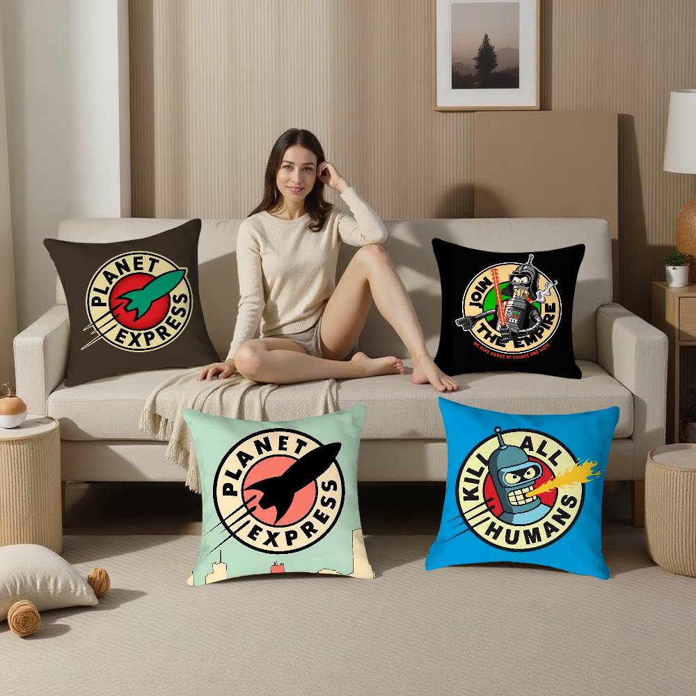 F-Futurama B-Bender Cool Kissenbezug Zuhause Beidseitiger Druck Kurzplüsch Farbecht Mikrofaser Kissenbezug