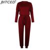 BITCED Spring and Autumn Women's Loose Solid Colour Long Sleeve Long Pants Casual Suit