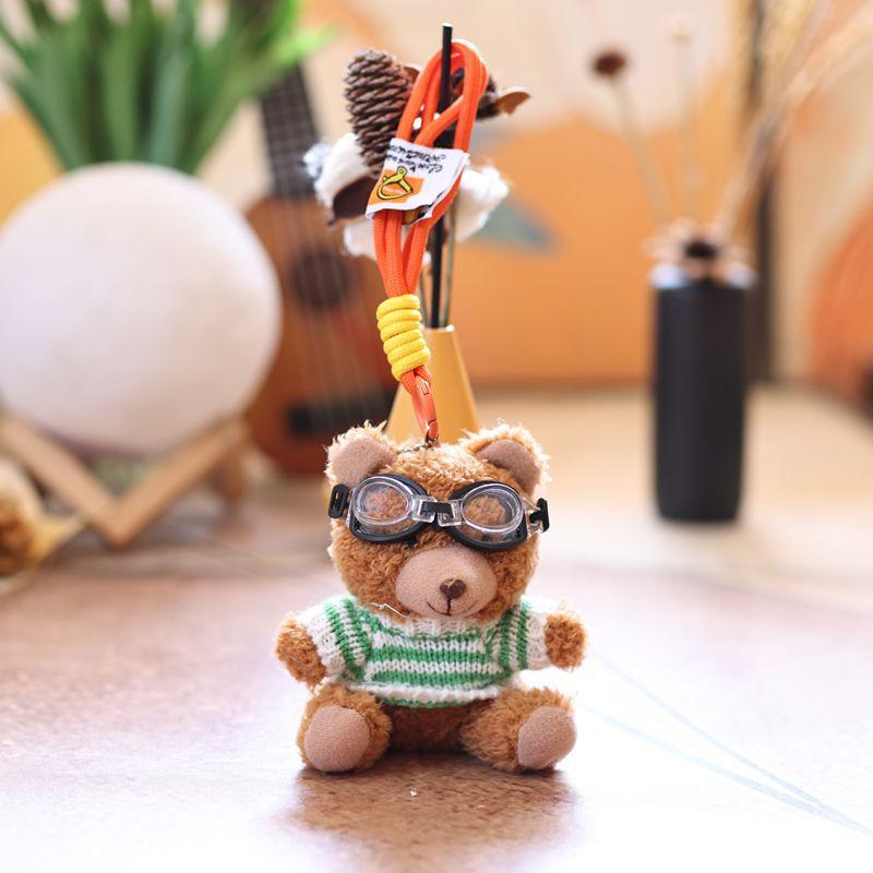 

Bear Sweater Teddy Plush Doll Pilot Theme Durable Pp Cotton Toy For Bag Decor StyleL