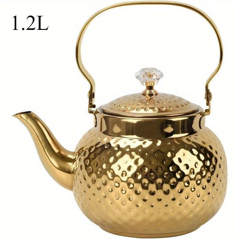 1.2/2L Edelstahl Teekanne mit Sieb Gehämmert Kugel Kessel Haushalt Induktionsherd Teekanne Teekanne