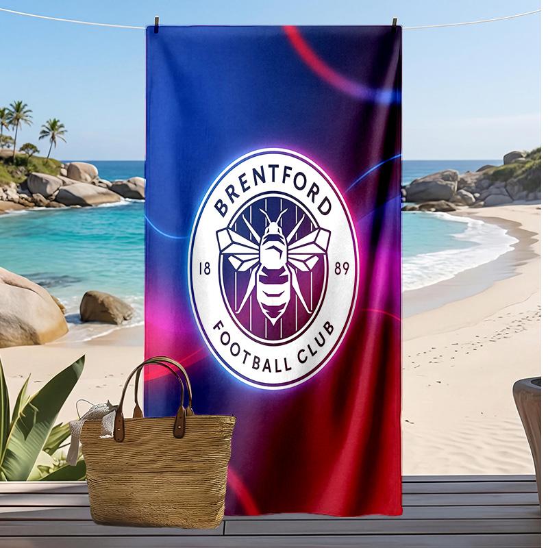 Asciugamano da Spiaggia con Stampa del Brentford Football, Asciugamano Grande Morbido ad Asciugatura Rapida per Spiaggia Campeggio Nuoto