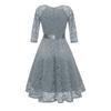 Women Vintage Princess Floral Lace Cocktail V-Neck Party Aline Swing Dress