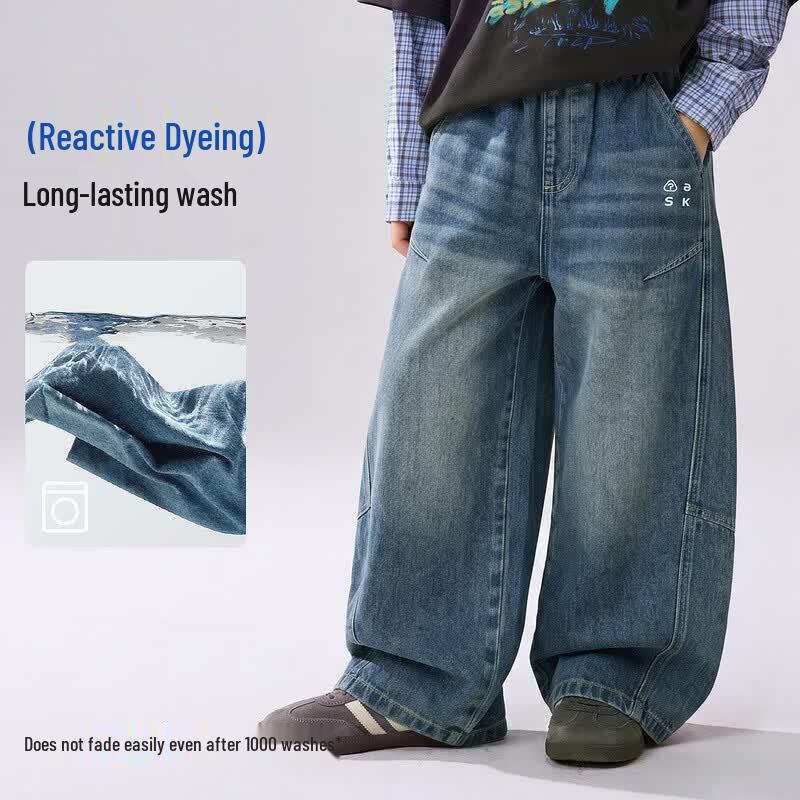 ASK JUNIOR 2026 Autumn Boys' Wide-Leg Straight Jeans