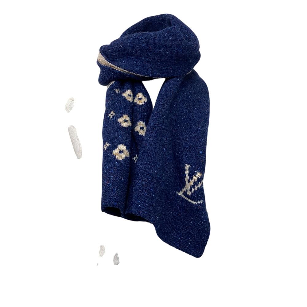 LOUIS VUITTON LV logo cashmere Scarf beige cashmere mens Used