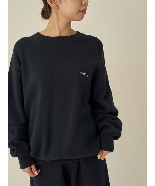 Atelier Logo Milano Rib Pullover 13WNT251063 DNVY [Emi] Women's