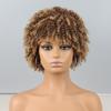 MISS WIG Kurze schwarze Afro-Lockenperücken mit Pony für schwarze Frauen, flauschige synthetische afrikanische Ombre-Perücken