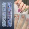 12 Grids White Round Diamond Nail Art Ornaments – Little Monkey Style, Super Shiny Colored Glass Flat Bottom Diamonds, Mixed Pack for DIY
