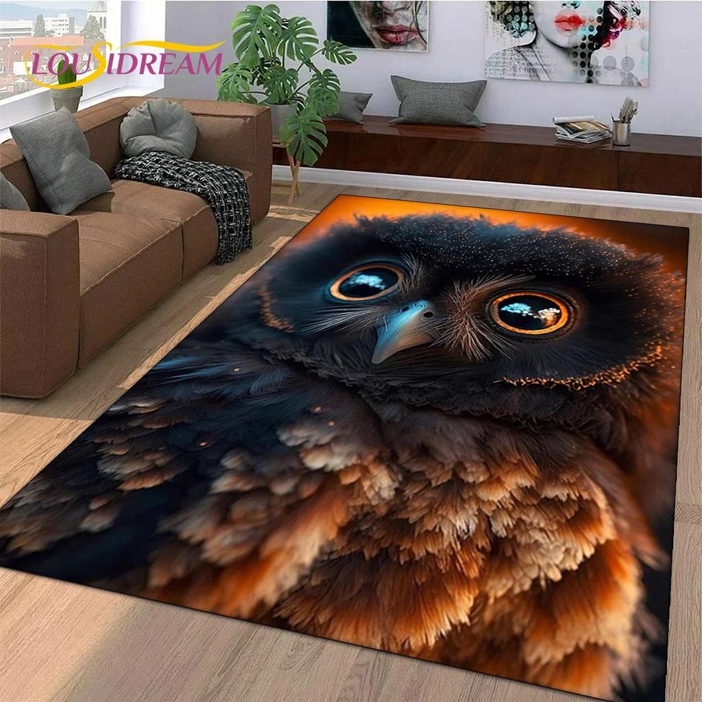 Cute Owl Eagle Birds Cartoon Rug Carpet for Living Room Bedroom Decor,floor Mat Decoration for Sofa Doormat