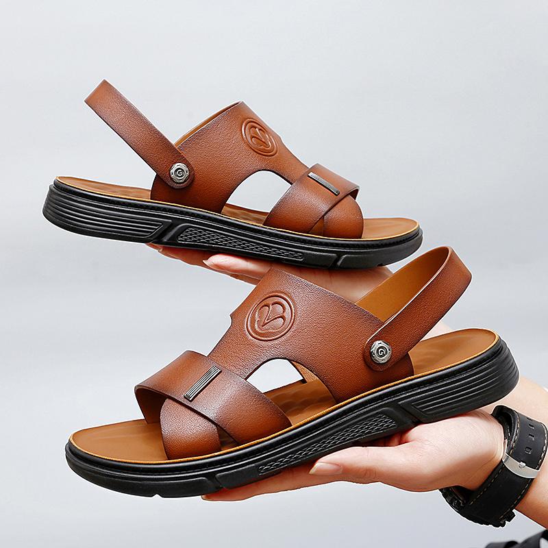 Size 38-44 Men's Leather Sandals Fashion Beach Shoes Hiking Sandals Casual Sneakers Summer Beach Sandalias Boys Men Slippers